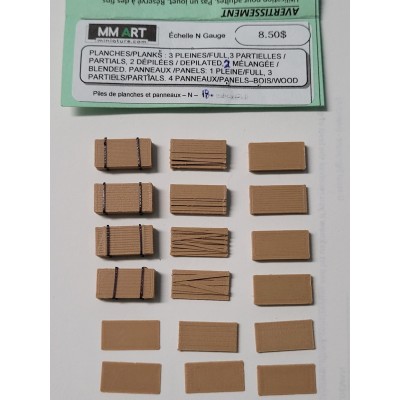 Planches de bois variées 1/160 (échelle  "N")